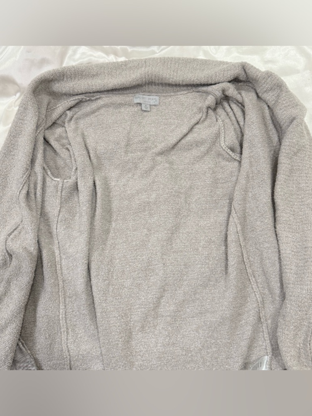 Barefoot Dreams Cozy Chic Lite Circle Cardigan Taupe Medium Lounge Soft Warm - Picture 5 of 11